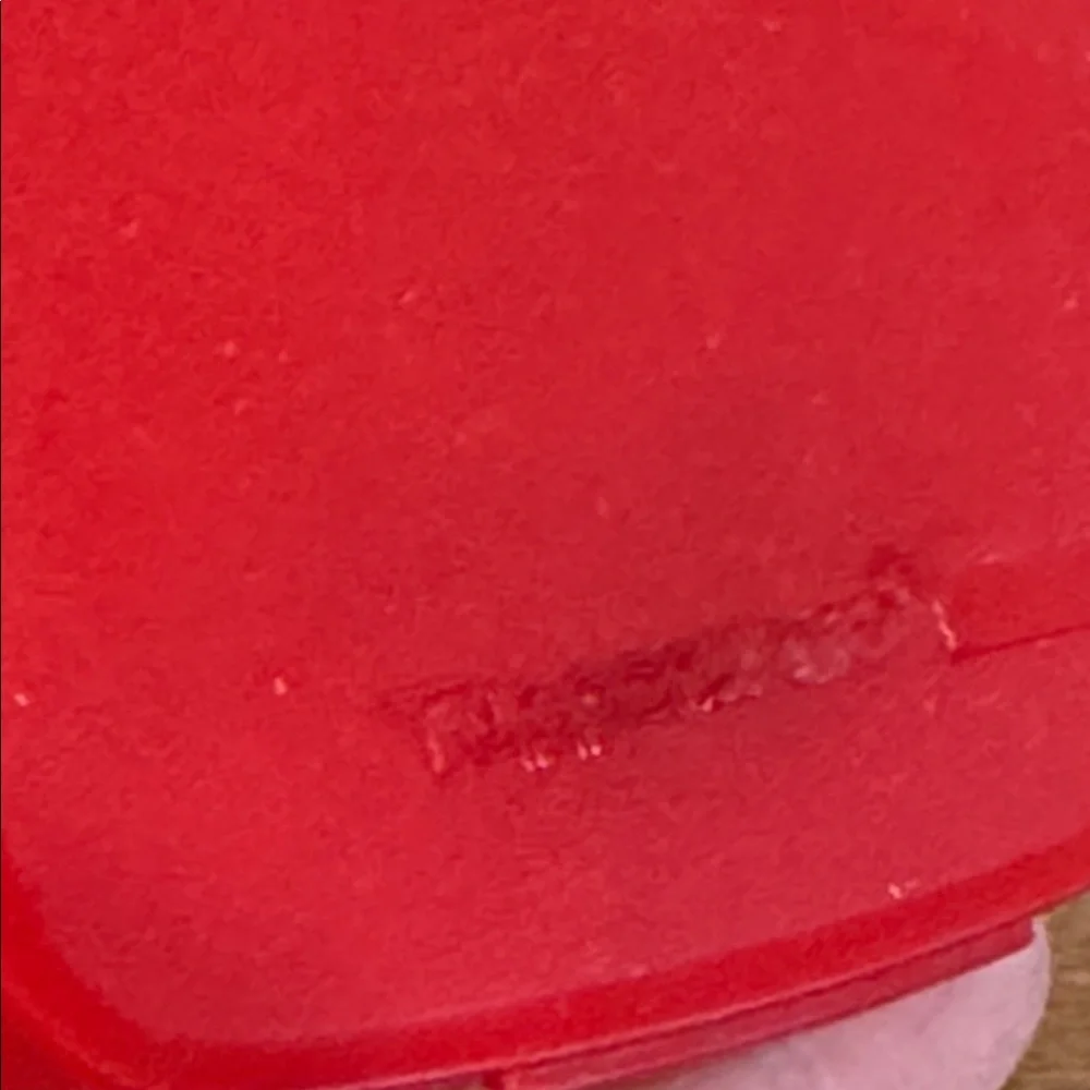 Vintage Tupperware Label Dispenser Red Container with Roll of Labels